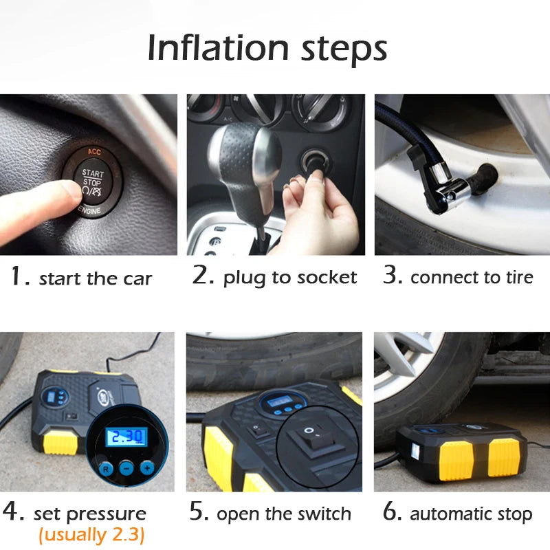 Inflador de neumáticos Digital, cilindro de 22mm, 12V, bomba de compresor de aire portátil para coche, compresor de aire de coche de 150 PSI para coches, motocicletas y bicicletas