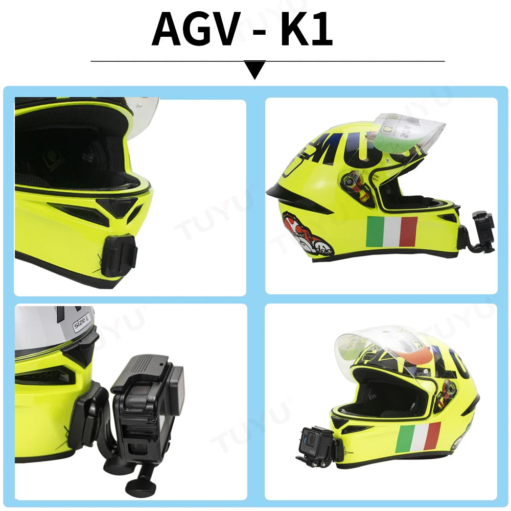 TUYU Premium casco de motocicleta personalizado Agv Pista GPRR K1 K5S K6luminium soporte de barbilla para GoPro Max Hero10 Insta360 One X2 R DJI