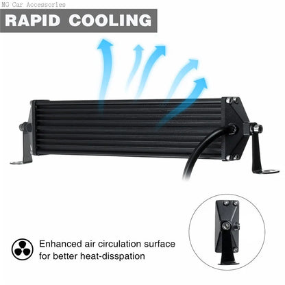 Barra de Luz LED de 5 Filas, 12 Pulgadas, 264W, Luz de Trabajo para Auto, Foco, Lámpara de Conducción para Todoterreno, Camioneta, SUV, ATV, Tractor, 4X4