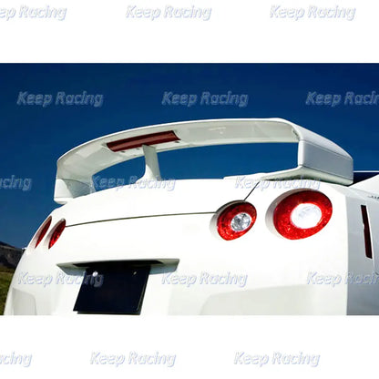 Bloque elevador de alerón de fibra de carbono para Nissan R35 GTR, acabado brillante, GT-R, pata de ala de maletero, tapa de maletero trasera de fibra, soporte superior