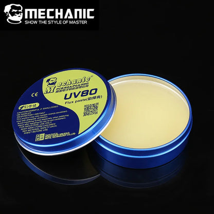 Pasta fundente de soldadura mecánica MCN-UV80, colofonia sin limpieza, pasta de flujos de soldadura para PCB BGA PGA SMD