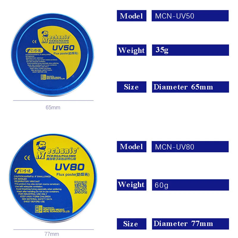 Pasta fundente de soldadura mecánica MCN-UV80, colofonia sin limpieza, pasta de flujos de soldadura para PCB BGA PGA SMD