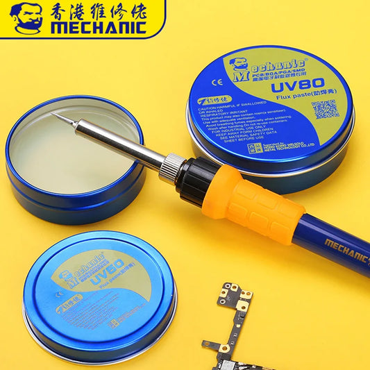 Pasta fundente de soldadura mecánica MCN-UV80, colofonia sin limpieza, pasta de flujos de soldadura para PCB BGA PGA SMD