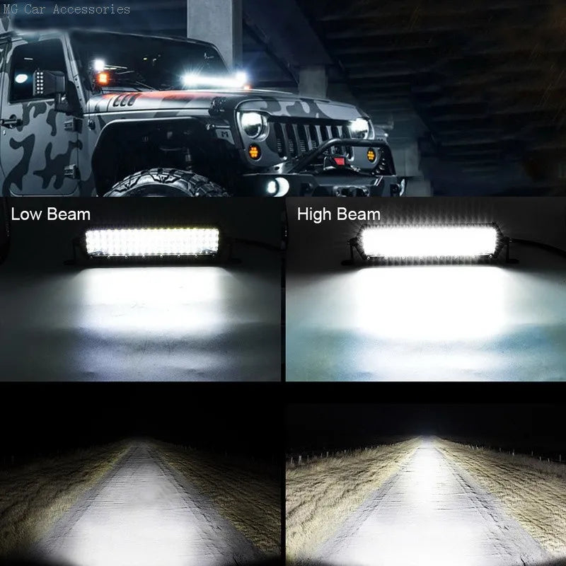 Barra de Luz LED de 5 Filas, 12 Pulgadas, 264W, Luz de Trabajo para Auto, Foco, Lámpara de Conducción para Todoterreno, Camioneta, SUV, ATV, Tractor, 4X4