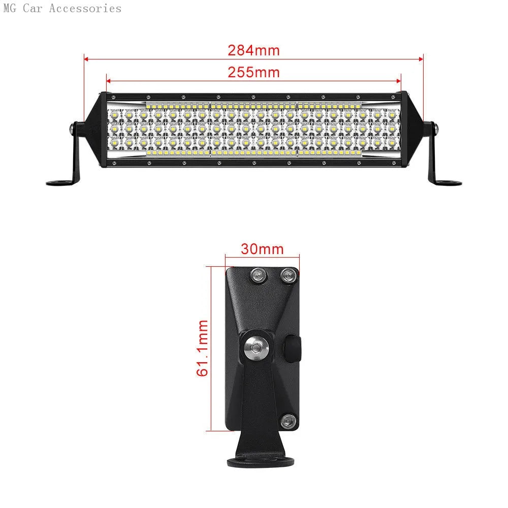 Barra de Luz LED de 5 Filas, 12 Pulgadas, 264W, Luz de Trabajo para Auto, Foco, Lámpara de Conducción para Todoterreno, Camioneta, SUV, ATV, Tractor, 4X4