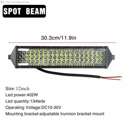 Barra de Luz LED de 5 Filas, 12 Pulgadas, 264W, Luz de Trabajo para Auto, Foco, Lámpara de Conducción para Todoterreno, Camioneta, SUV, ATV, Tractor, 4X4