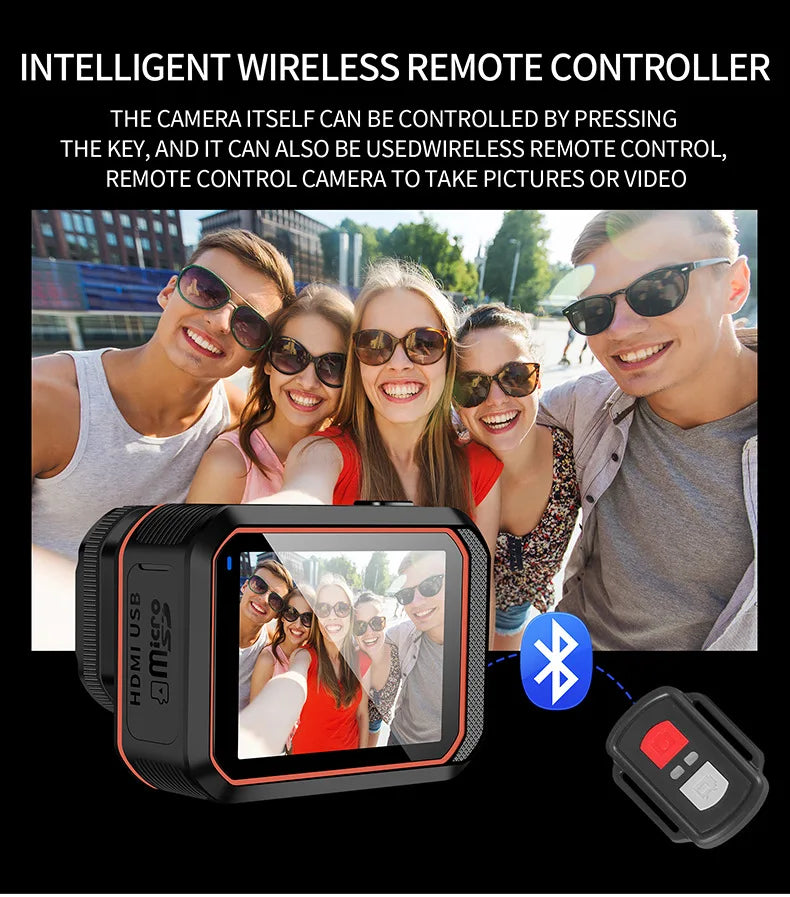 Mini cámara 4K HD 60FPS Wifi Deporte al aire libre 170 °   Cámara gran angular para casco de motocicleta y bicicleta, resistente al agua, con pantalla LED