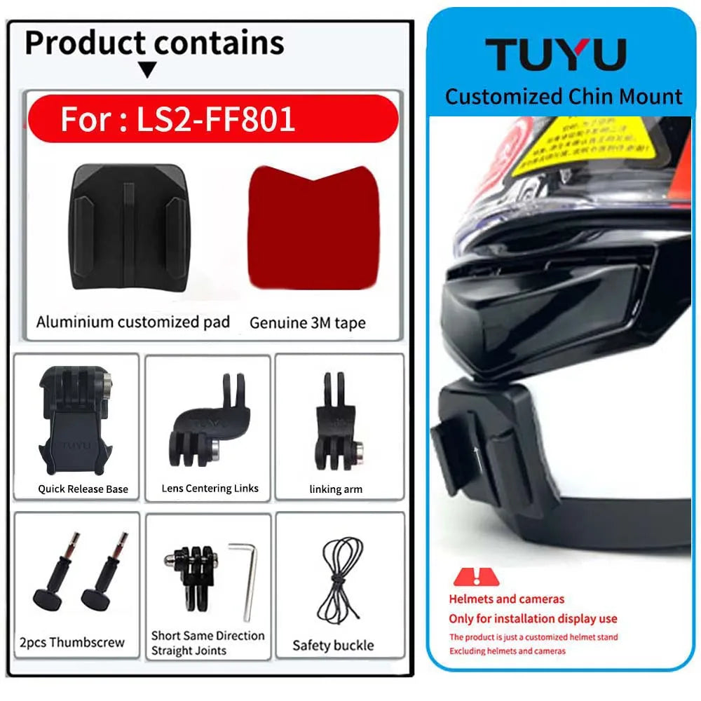 Casco de motocicleta personalizado premium TUYU LS2 MX701 ff 801358   Soporte de barbilla de aluminio para accesorios GoPro Hero10 Insta360 X2 3 DJI