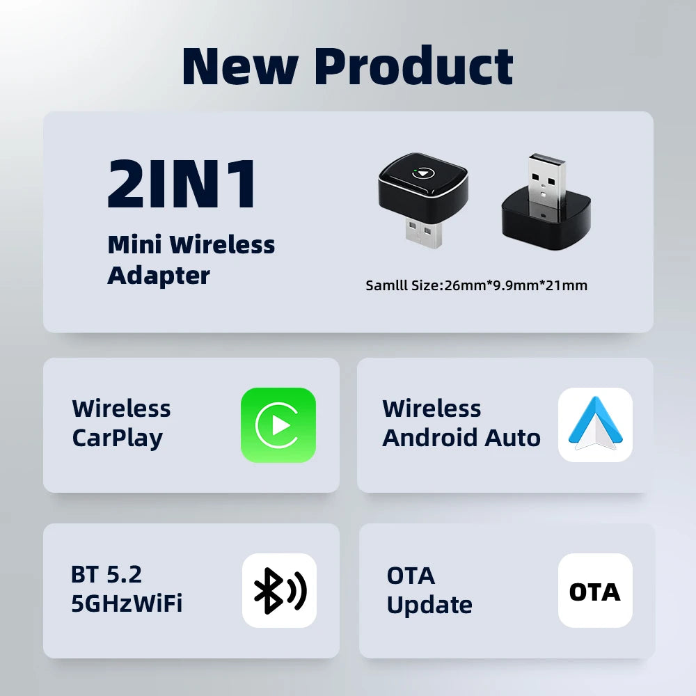 EKIY 2 en 1 con cable a Dongle CarPlay inalámbrico adaptador Android para coche sistemas inteligentes AI caja inteligente para coche con CarPlay con cable