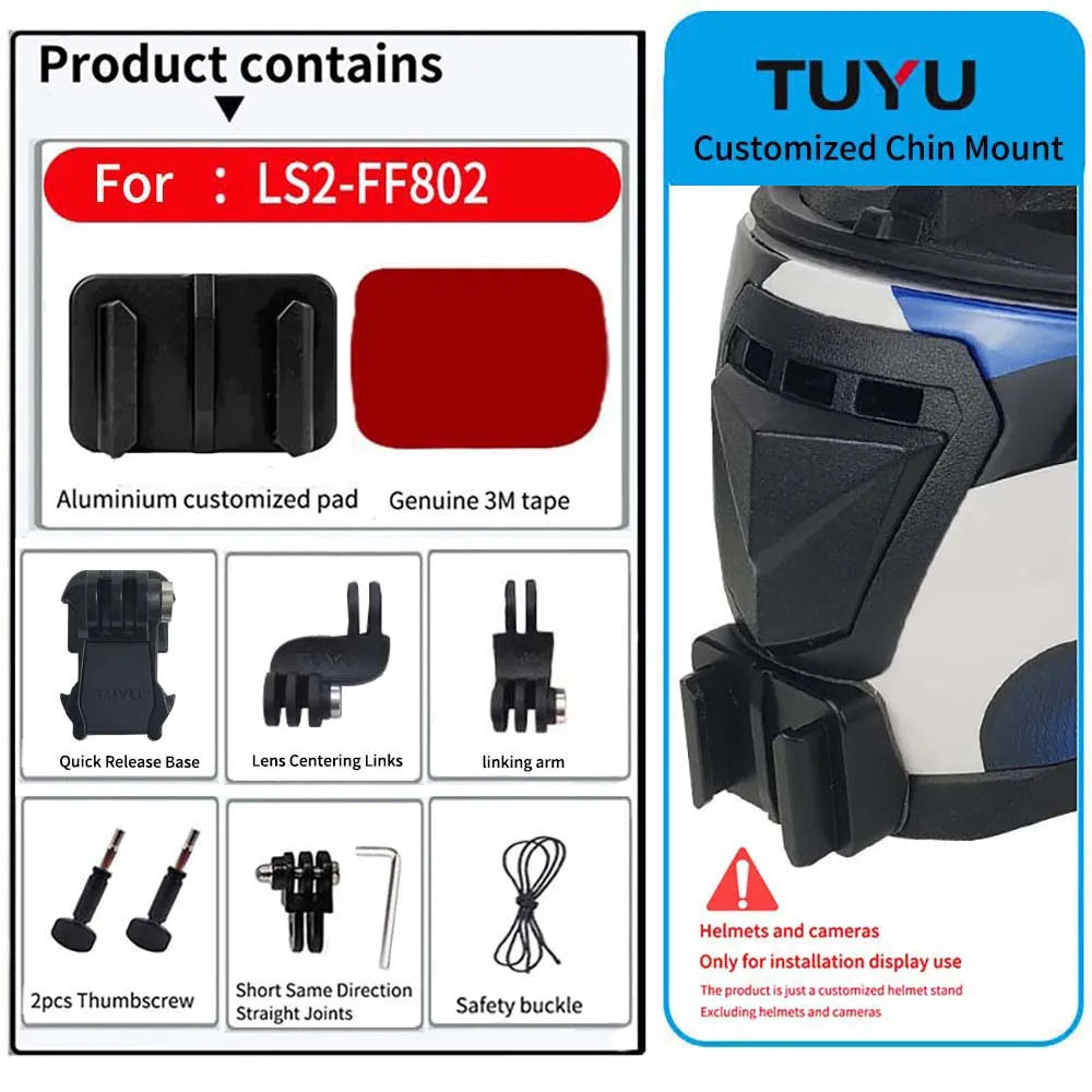 Casco de motocicleta personalizado premium TUYU LS2 MX701 ff 801358   Soporte de barbilla de aluminio para accesorios GoPro Hero10 Insta360 X2 3 DJI