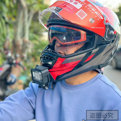 Casco de motocicleta personalizado premium TUYU LS2 MX701 ff 801358   Soporte de barbilla de aluminio para accesorios GoPro Hero10 Insta360 X2 3 DJI