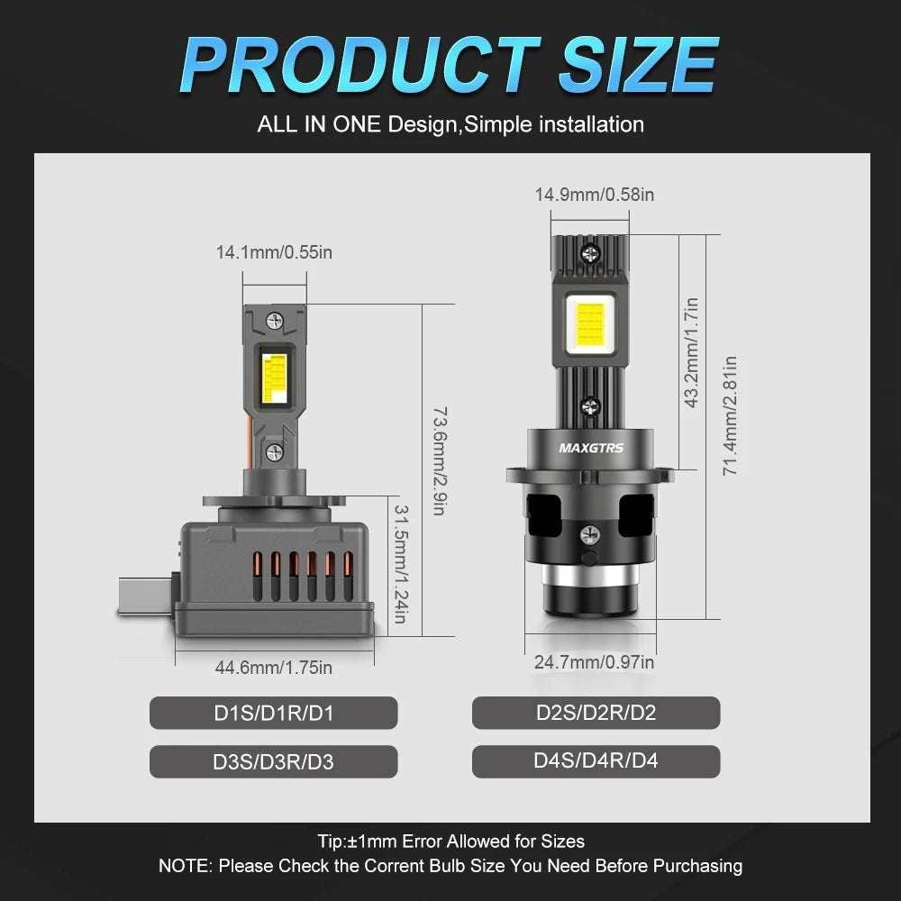 MAXGTRS D1S D3S LED Canbus D2S D4S D1R D2R D3R bombillas de faros LED 90W 6000K 28000LM bombillas de xenón automáticas reemplazo Plug & Play 12V