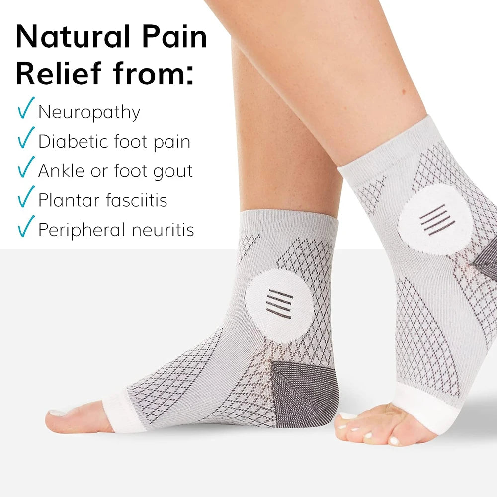 1 par de calcetines de neuropatía, terapia de neuritis periférica, compresión, mangas para pies con punta abierta para diabéticos, para tobillo, gota, dolor de daños por los nervios