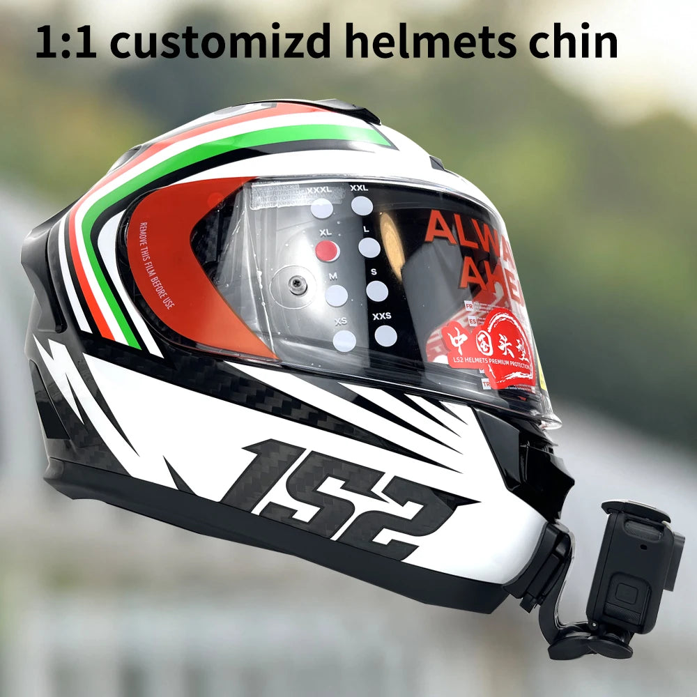 Casco de motocicleta personalizado premium TUYU LS2 MX701 ff 801358   Soporte de barbilla de aluminio para accesorios GoPro Hero10 Insta360 X2 3 DJI