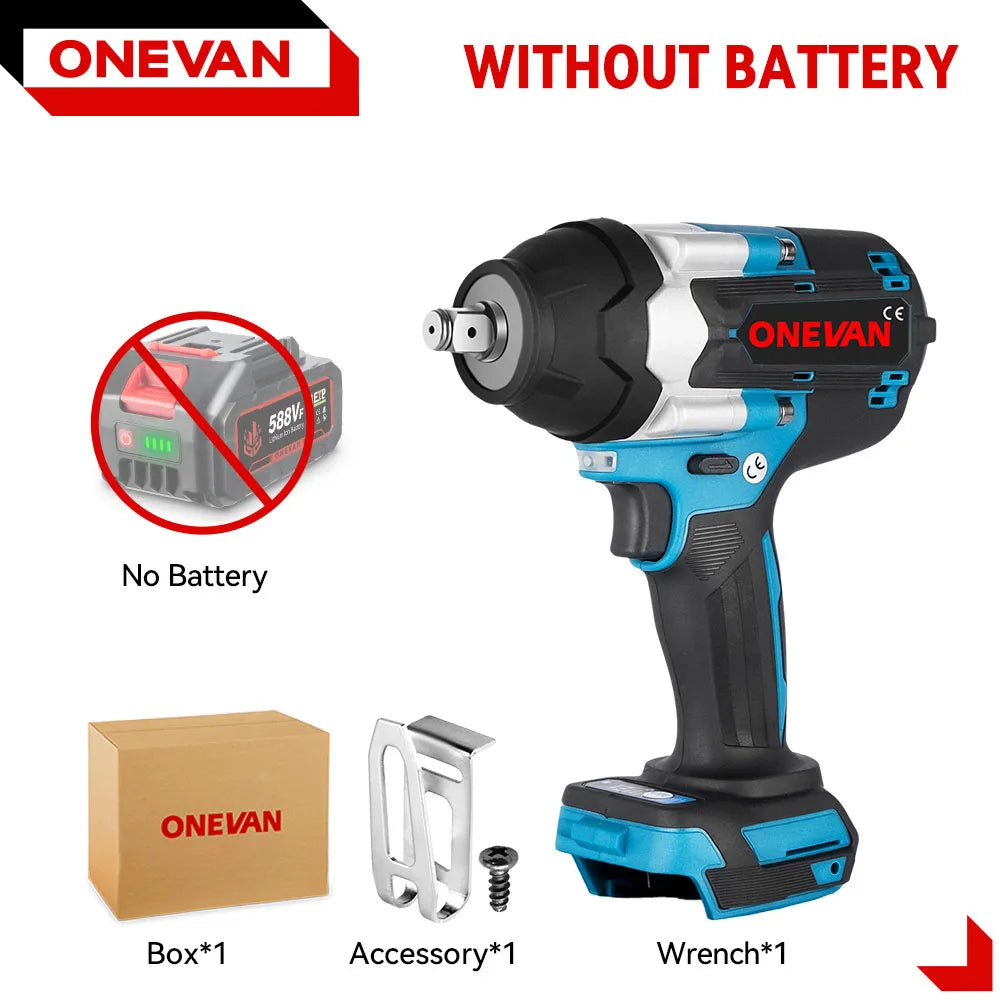 ONEVAN-llave de impacto eléctrica sin escobillas, de alto Torque, 1800N.M, taladro de 1/2 ", destornilladores, herramientas eléctricas para Pin de batería Makita