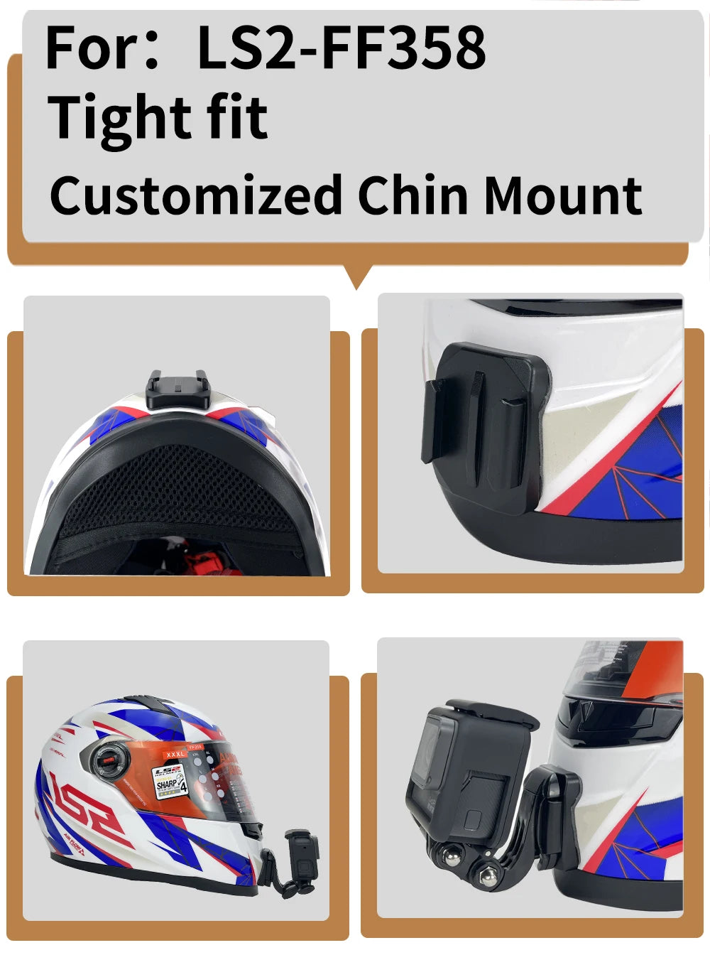 Casco de motocicleta personalizado premium TUYU LS2 MX701 ff 801358   Soporte de barbilla de aluminio para accesorios GoPro Hero10 Insta360 X2 3 DJI