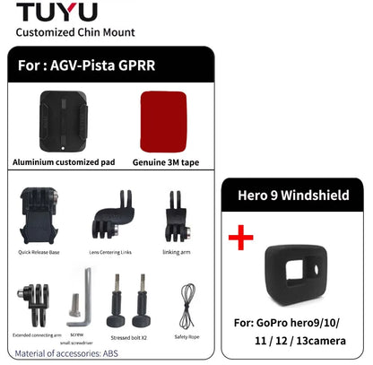 TUYU Premium casco de motocicleta personalizado Agv Pista GPRR K1 K5S K6luminium soporte de barbilla para GoPro Max Hero10 Insta360 One X2 R DJI