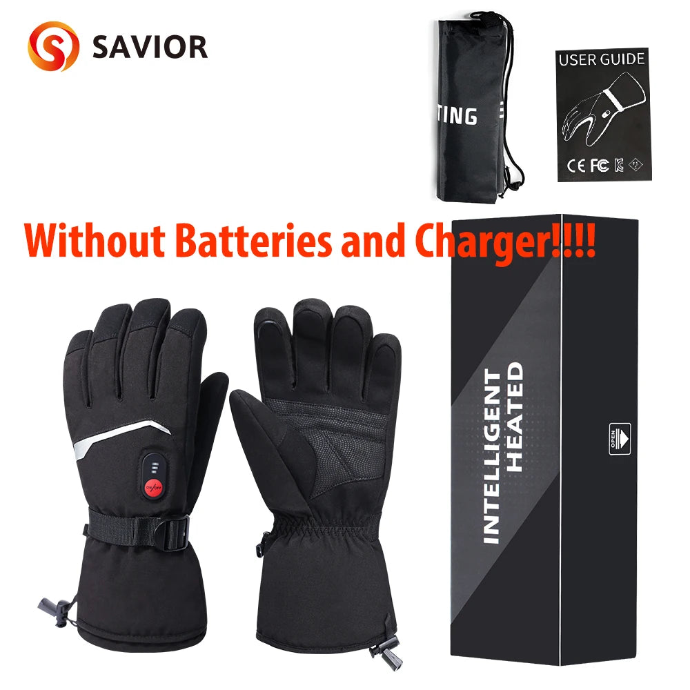 SNOW DEER-guantes calefactables de invierno para hombre y mujer, guantes térmicos de esquí para motocicletas eléctricas, cargador de batería recargable resistente al agua