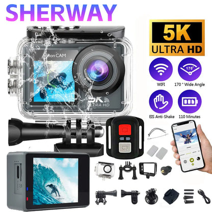 Cámara de acción 5K Pro WiFi cámara deportiva con Control remoto con EIS HD 1080P 60FPS bicicleta motocicletas casco cámaras de grabación de vídeo