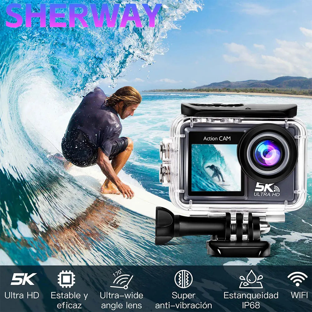 Cámara de acción 5K Pro WiFi cámara deportiva con Control remoto con EIS HD 1080P 60FPS bicicleta motocicletas casco cámaras de grabación de vídeo