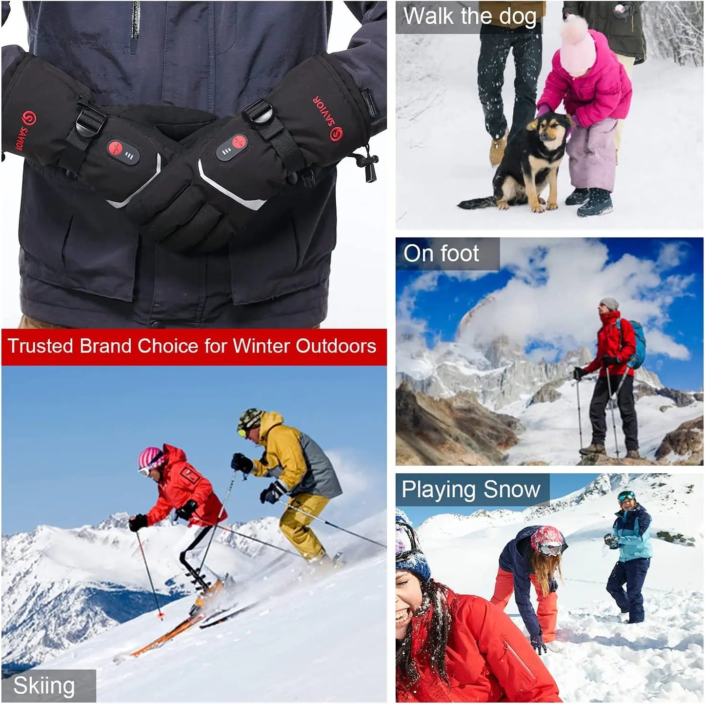 SNOW DEER-guantes calefactables de invierno para hombre y mujer, guantes térmicos de esquí para motocicletas eléctricas, cargador de batería recargable resistente al agua