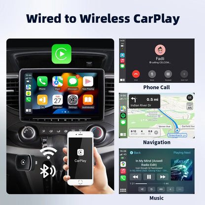 EKIY 2 en 1 con cable a Dongle CarPlay inalámbrico adaptador Android para coche sistemas inteligentes AI caja inteligente para coche con CarPlay con cable