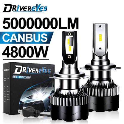 Faro LED H4 5000000LM 4800W LED H7 H1 H11 H8 H9 9005 9006 HB3 HB4 4300K 6500K 8000K PTF bombilla de hielo luces antiniebla automáticas potentes