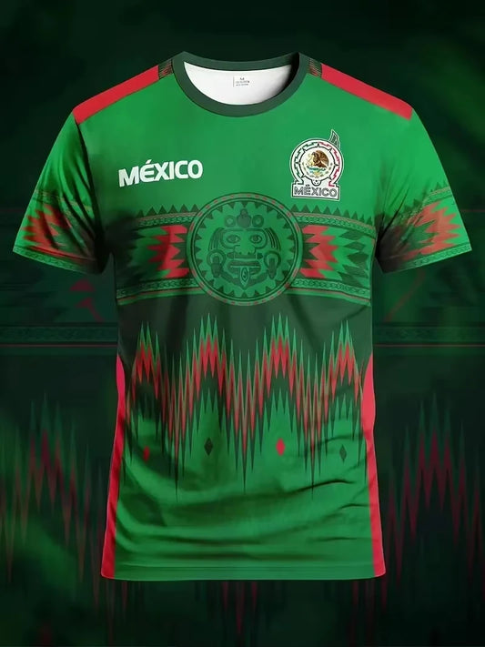 Camiseta de Fútbol México 2026 para Hombre y Mujer, Ropa Deportiva con Estampado 3D, Informal, para Exteriores, Entrenamiento Diario, Secado Rápido