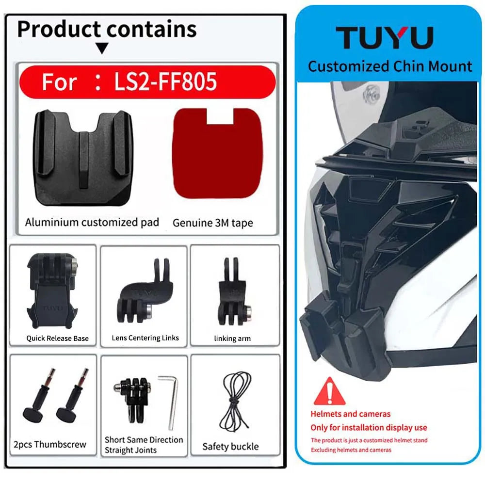 Casco de motocicleta personalizado premium TUYU LS2 MX701 ff 801358   Soporte de barbilla de aluminio para accesorios GoPro Hero10 Insta360 X2 3 DJI
