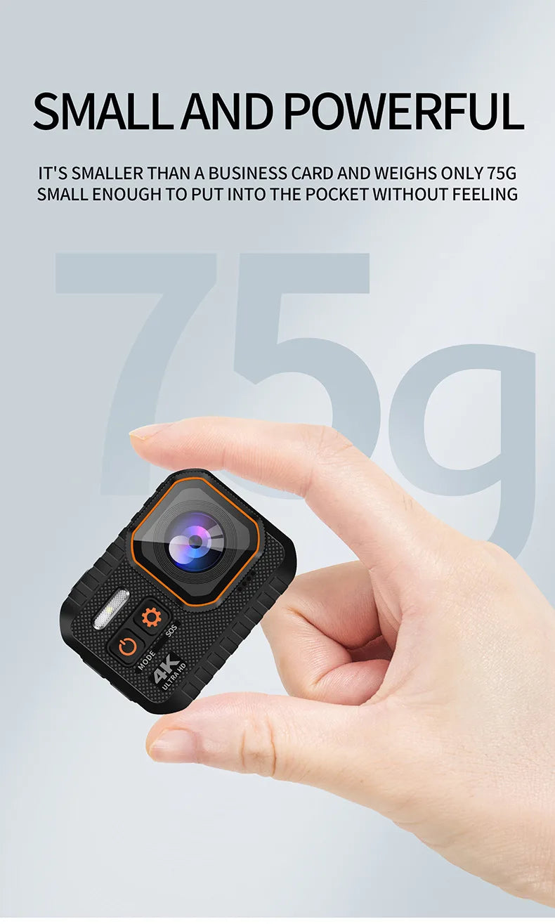 Mini cámara 4K HD 60FPS Wifi Deporte al aire libre 170 °   Cámara gran angular para casco de motocicleta y bicicleta, resistente al agua, con pantalla LED
