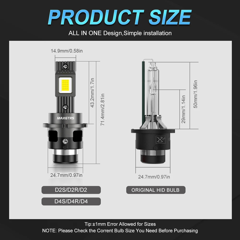 MAXGTRS D1S D3S LED Canbus D2S D4S D1R D2R D3R bombillas de faros LED 90W 6000K 28000LM bombillas de xenón automáticas reemplazo Plug & Play 12V