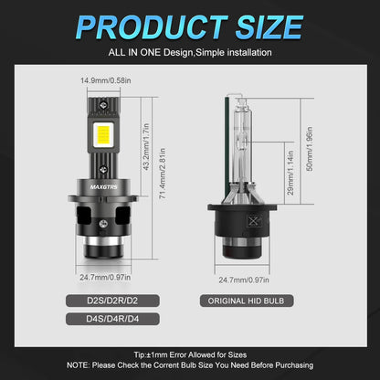 MAXGTRS D1S D3S LED Canbus D2S D4S D1R D2R D3R bombillas de faros LED 90W 6000K 28000LM bombillas de xenón automáticas reemplazo Plug & Play 12V