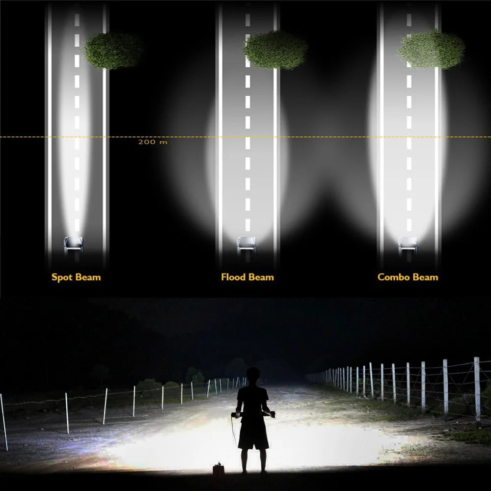 Barra de Luz LED 12D de 60W 120W 180W, Barra LED Super Delgada para Tractor, 4X4, Todoterreno, ATV, Camioneta, Luz de Trabajo LED, Lámpara de Conducción de 12V 24V