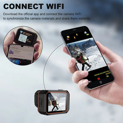 Mini cámara 4K HD 60FPS Wifi Deporte al aire libre 170 °   Cámara gran angular para casco de motocicleta y bicicleta, resistente al agua, con pantalla LED