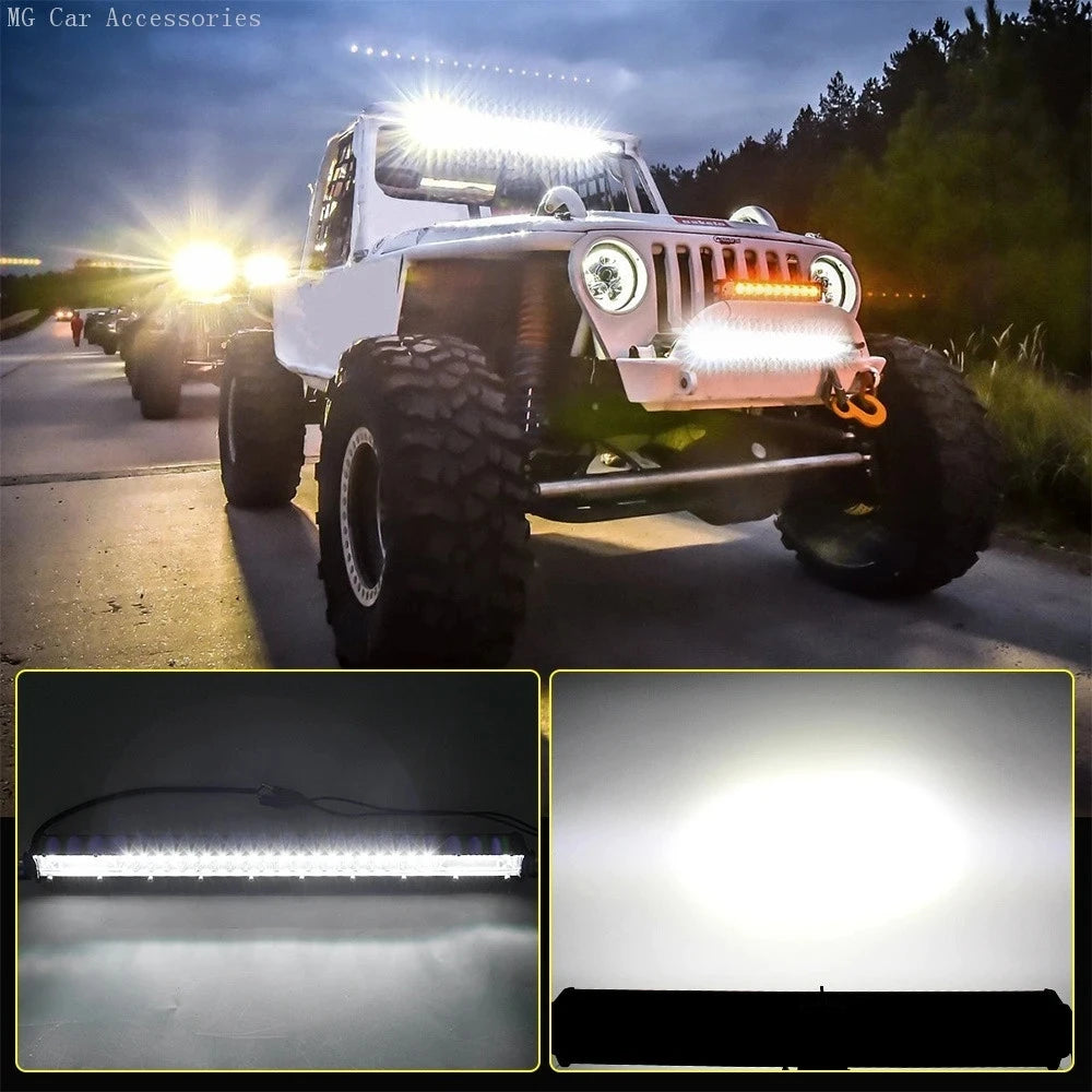 Barra de Luz LED de 5 Filas, 12 Pulgadas, 264W, Luz de Trabajo para Auto, Foco, Lámpara de Conducción para Todoterreno, Camioneta, SUV, ATV, Tractor, 4X4