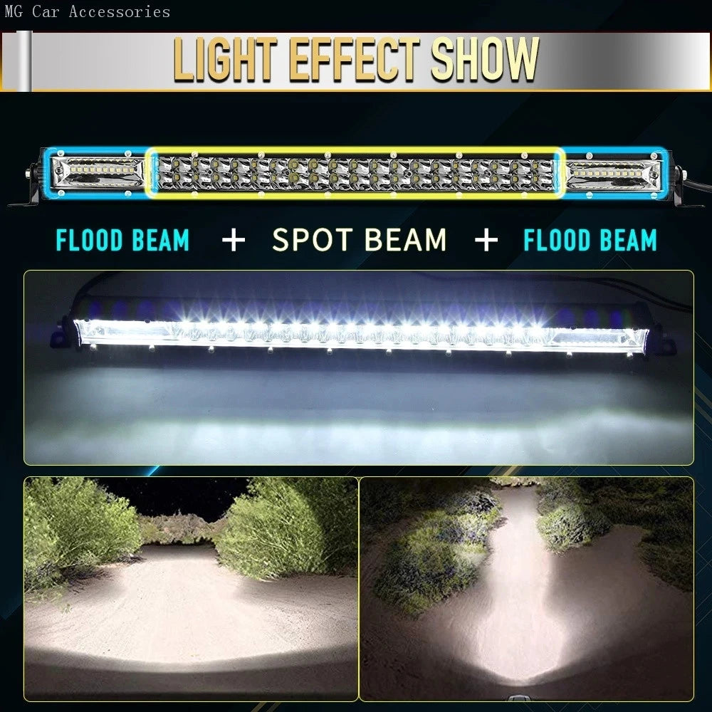 Barra de Luz LED de 5 Filas, 12 Pulgadas, 264W, Luz de Trabajo para Auto, Foco, Lámpara de Conducción para Todoterreno, Camioneta, SUV, ATV, Tractor, 4X4