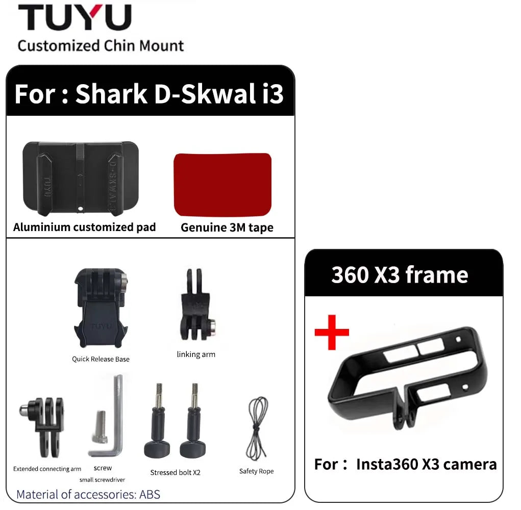 Soporte de barbilla para casco de motocicleta Shark D-Skwal i3 personalizado para GoPro Hero13, Insta360 OneX3, RS y accesorios para cámaras DJI Action