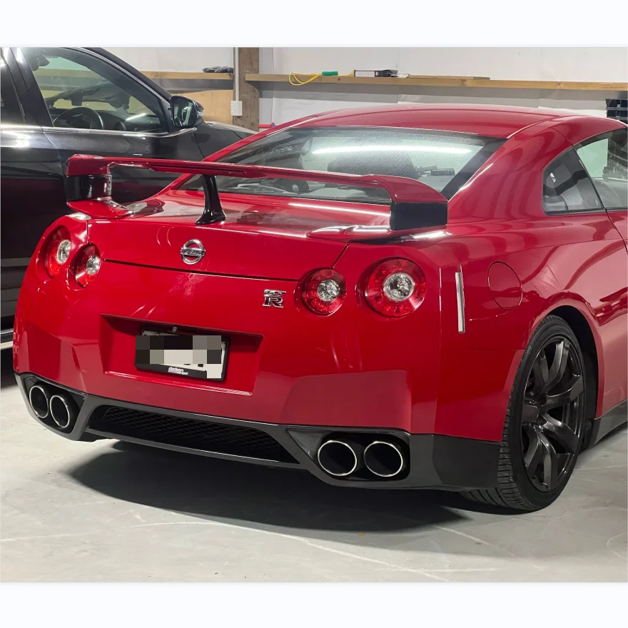 Bloque elevador de alerón de fibra de carbono para Nissan R35 GTR, acabado brillante, GT-R, pata de ala de maletero, tapa de maletero trasera de fibra, soporte superior