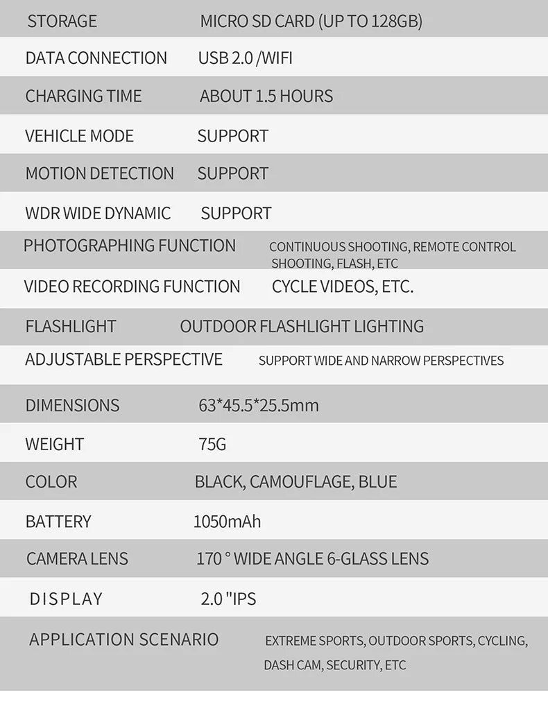 Mini cámara 4K HD 60FPS Wifi Deporte al aire libre 170 °   Cámara gran angular para casco de motocicleta y bicicleta, resistente al agua, con pantalla LED