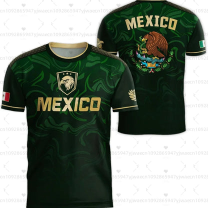 Camiseta con estampado de la bandera nacional de México para hombre, divertida camiseta con diseño de águila en 3D, manga corta, para deportes al aire libre, fútbol, informal, para la playa.