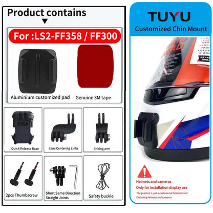 Casco de motocicleta personalizado premium TUYU LS2 MX701 ff 801358   Soporte de barbilla de aluminio para accesorios GoPro Hero10 Insta360 X2 3 DJI