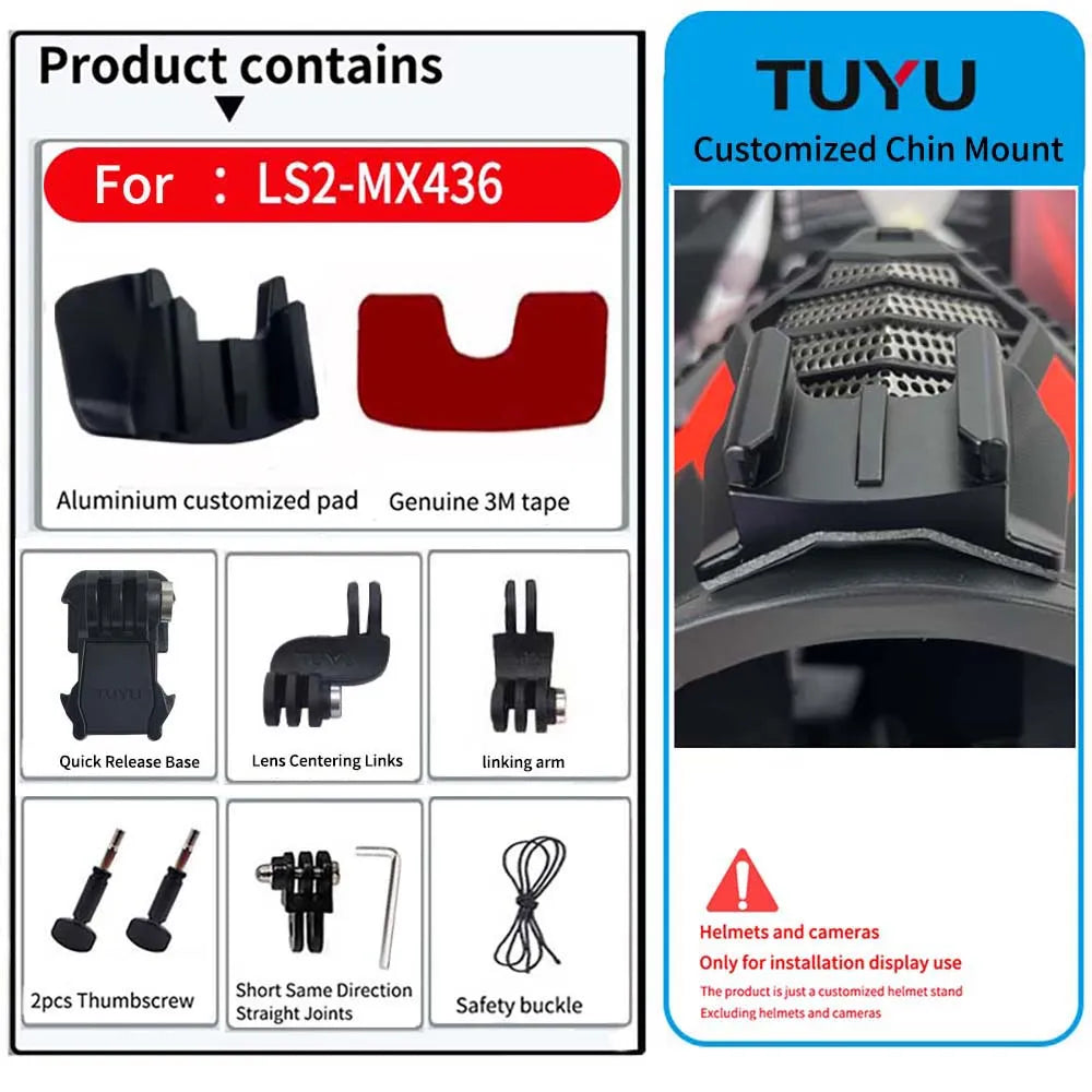Casco de motocicleta personalizado premium TUYU LS2 MX701 ff 801358   Soporte de barbilla de aluminio para accesorios GoPro Hero10 Insta360 X2 3 DJI