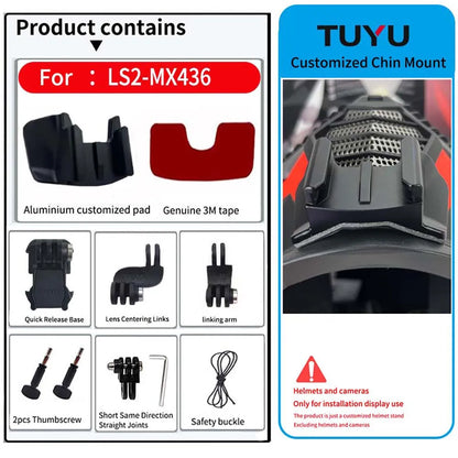 Casco de motocicleta personalizado premium TUYU LS2 MX701 ff 801358   Soporte de barbilla de aluminio para accesorios GoPro Hero10 Insta360 X2 3 DJI