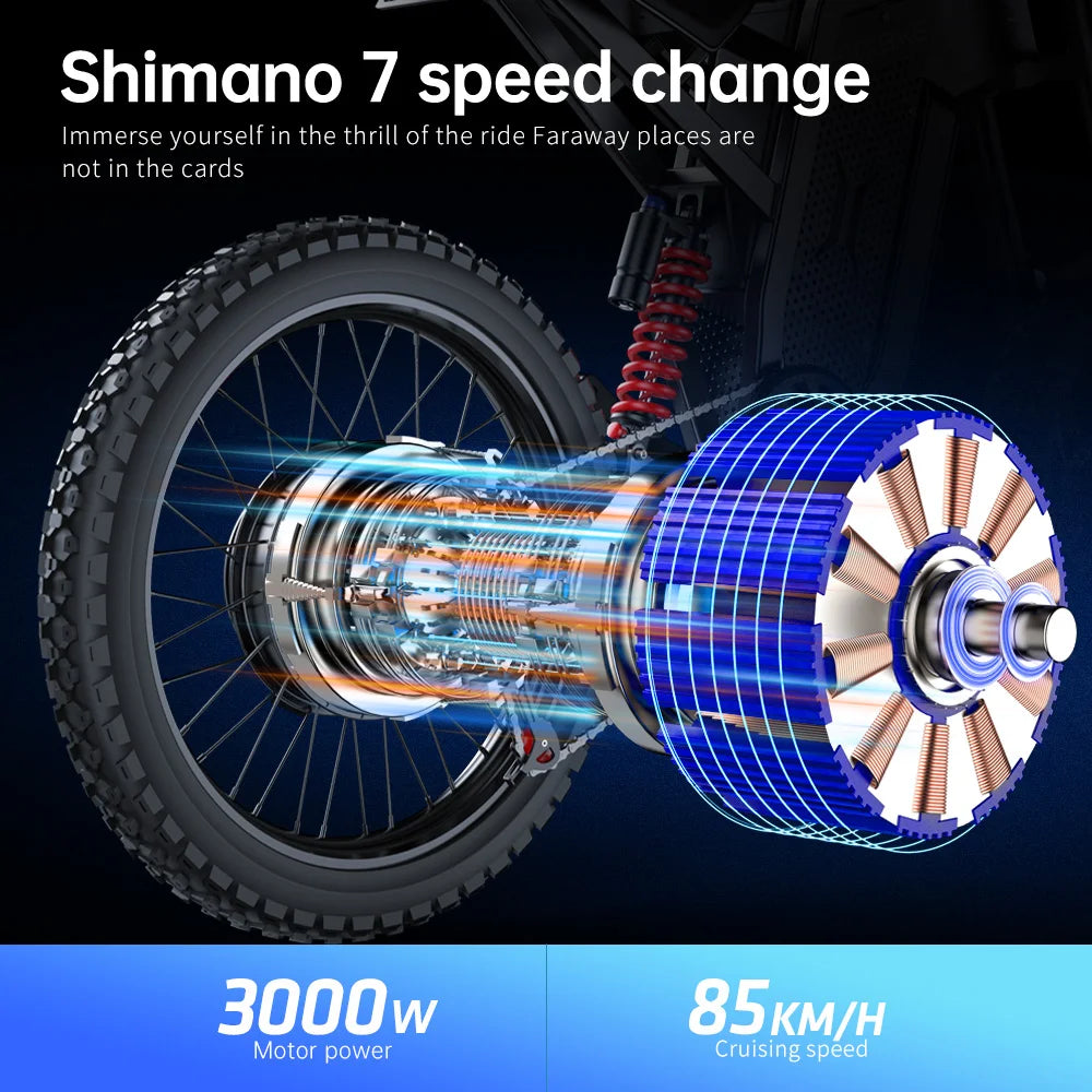 EKX X21 Max motocicletas eléctricas 3000W motores sin escobillas sin engranajes 60V30AH velocidad de la batería de litio 85Kmh bicicleta eléctrica todoterreno para adultos