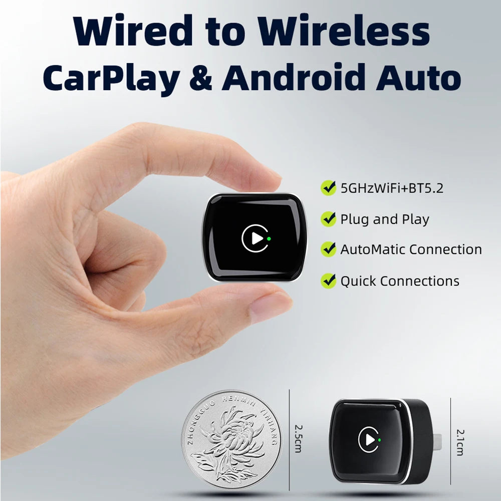 EKIY 2 en 1 con cable a Dongle CarPlay inalámbrico adaptador Android para coche sistemas inteligentes AI caja inteligente para coche con CarPlay con cable