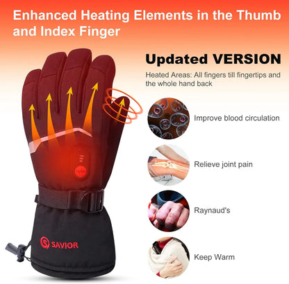 SNOW DEER-guantes calefactables de invierno para hombre y mujer, guantes térmicos de esquí para motocicletas eléctricas, cargador de batería recargable resistente al agua