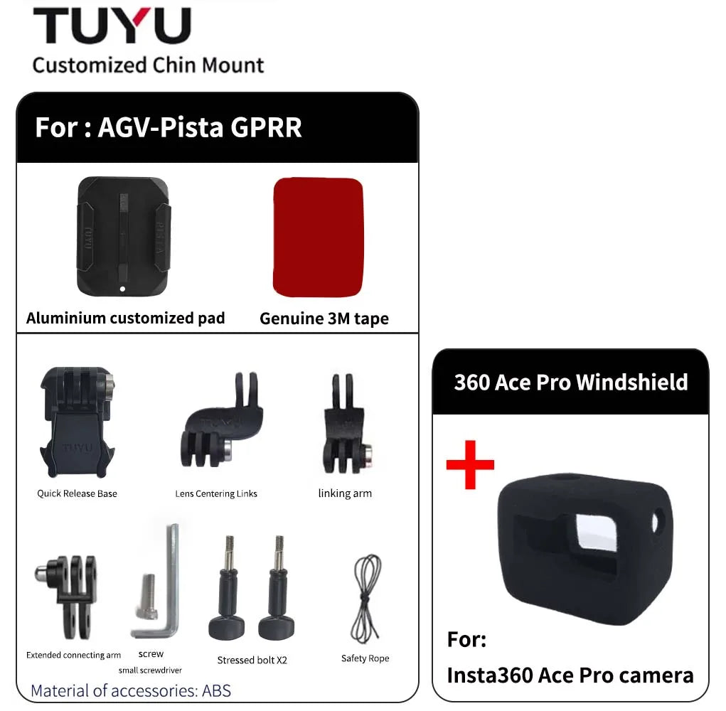 TUYU Premium casco de motocicleta personalizado Agv Pista GPRR K1 K5S K6luminium soporte de barbilla para GoPro Max Hero10 Insta360 One X2 R DJI