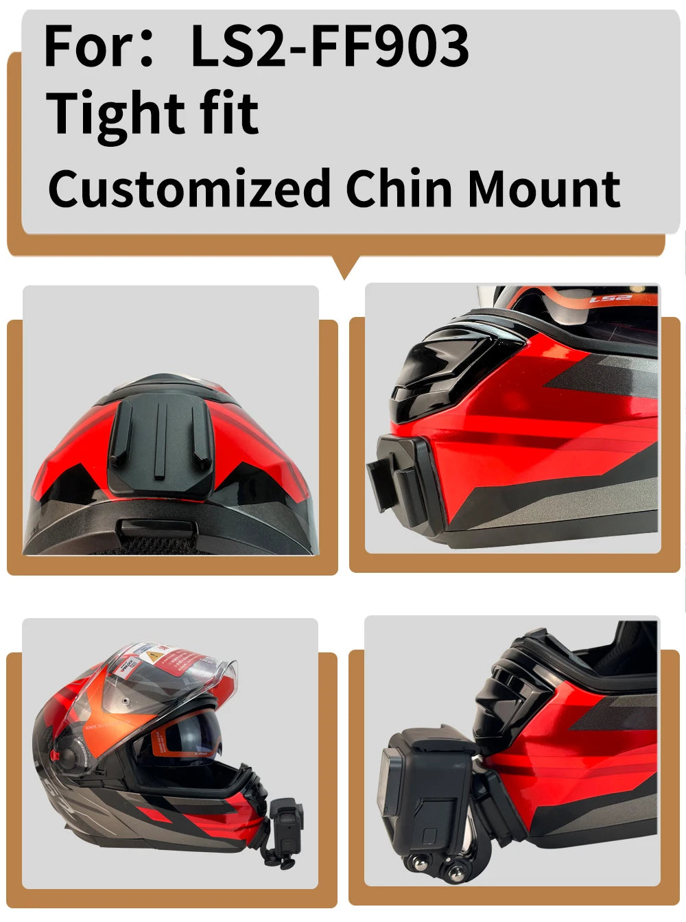 Casco de motocicleta personalizado premium TUYU LS2 MX701 ff 801358   Soporte de barbilla de aluminio para accesorios GoPro Hero10 Insta360 X2 3 DJI