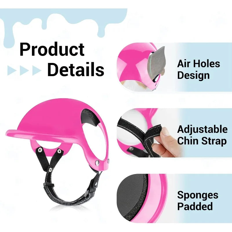 LETVIA-casco para perros S/M con gafas para perros, gafas de sol Anti-UV para perros, casco de motocicleta para mascotas, sombrero con orificios para las orejas, conducción al aire libre y caminar