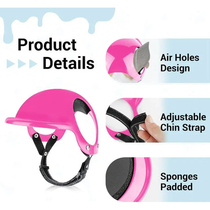 LETVIA-casco para perros S/M con gafas para perros, gafas de sol Anti-UV para perros, casco de motocicleta para mascotas, sombrero con orificios para las orejas, conducción al aire libre y caminar